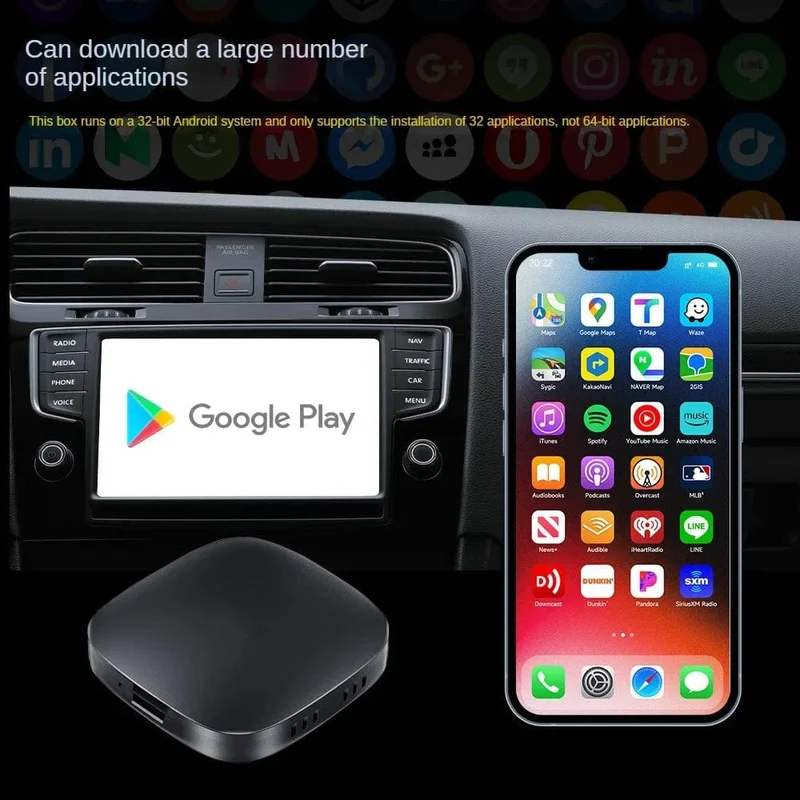 2024 Android 13 Smart Box Android Auto Drahtloser Carplay-Adapter Eingebauter Play Store für Youtube Nexflit Auto-Intelligenzsysteme