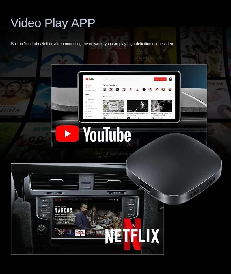 2024 Android 13 Smart Box Android Auto Drahtloser Carplay-Adapter Eingebauter Play Store für Youtube Nexflit Auto-Intelligenzsysteme