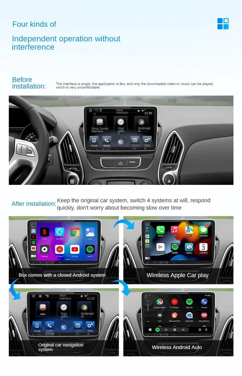 2024 Android 13 Smart Box Android Auto Drahtloser Carplay-Adapter Eingebauter Play Store für Youtube Nexflit Auto-Intelligenzsysteme