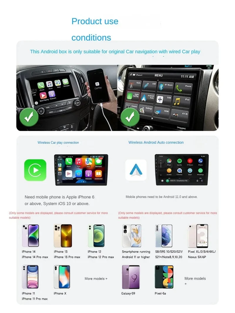 2024 Android 13 Smart Box Android Auto Drahtloser Carplay-Adapter Eingebauter Play Store für Youtube Nexflit Auto-Intelligenzsysteme