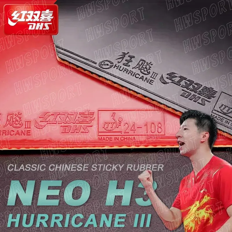 Original DHS Hurricane 3 Neo Tischtennis-Gummi, klebrig, professionelles Ping-Pong-Gummi, kein Booster erforderlich