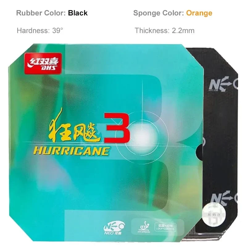 Original DHS Hurricane 3 Neo Tischtennis-Gummi, klebrig, professionelles Ping-Pong-Gummi, kein Booster erforderlich