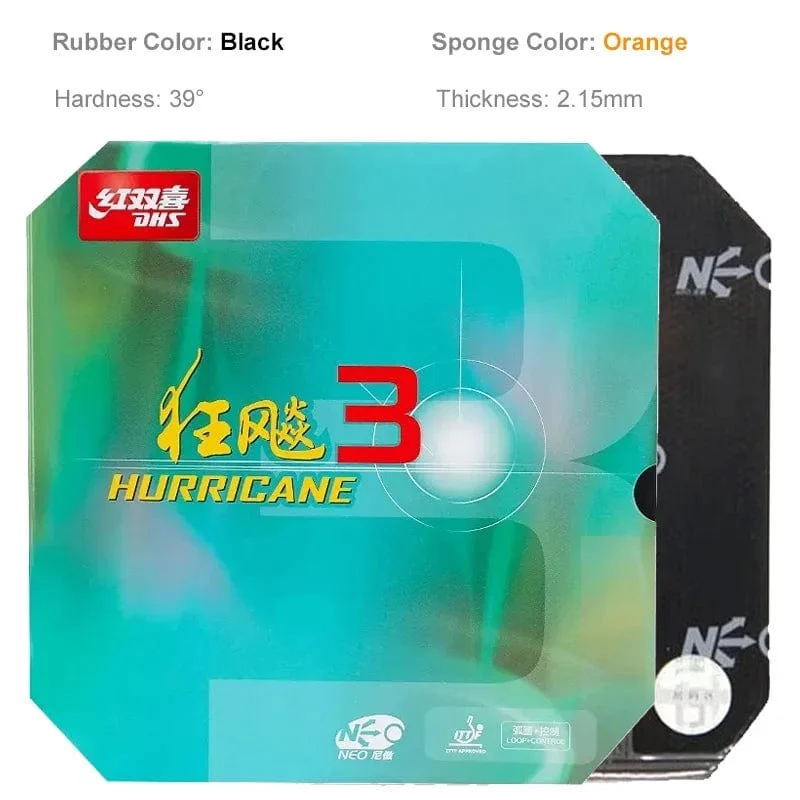 Original DHS Hurricane 3 Neo Tischtennis-Gummi, klebrig, professionelles Ping-Pong-Gummi, kein Booster erforderlich