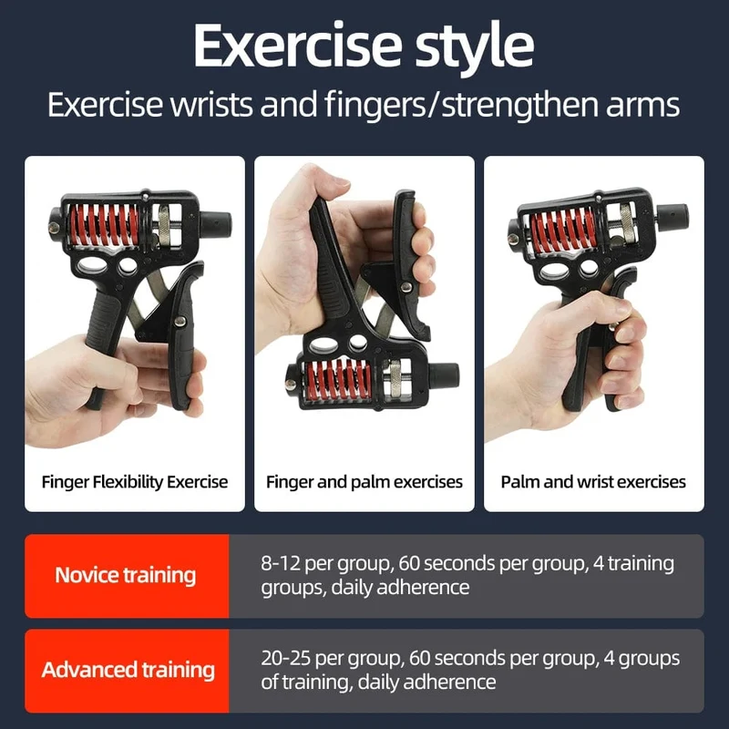 5–120 kg verstellbarer schwerer Handgriff-Stärker, Finger-Expander, Arm, Handgelenk, Unterarm, Trainer, Fitness, Stahlfeder, Greifer-Übung
