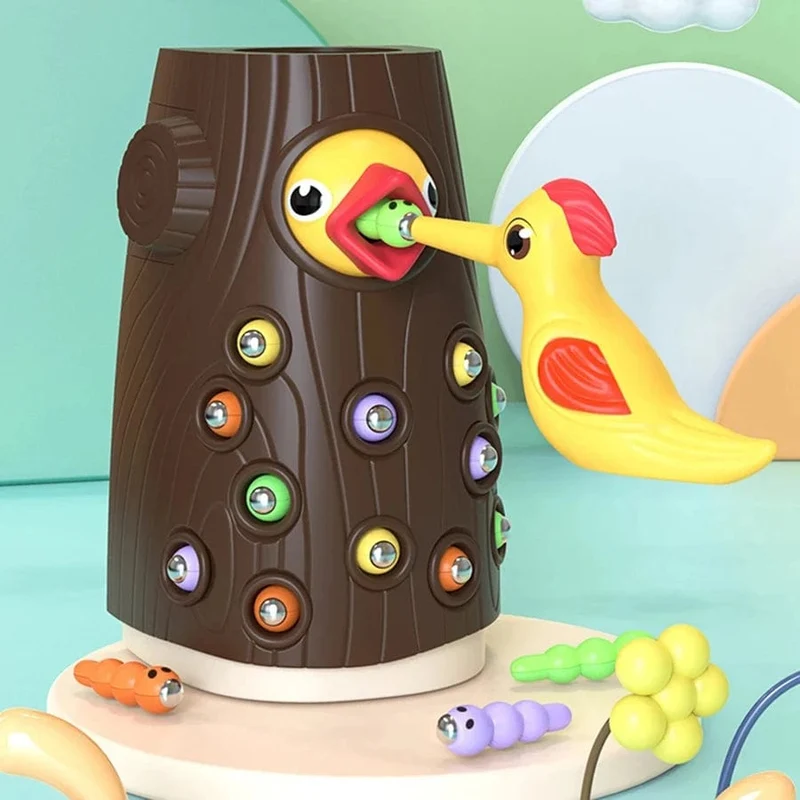 Intelligenzentwicklung des Specht-Insektenfangspielspielzeugs, magnetisches Angelspielzeug für die Früherziehung für Kinder, Kindergeschenke