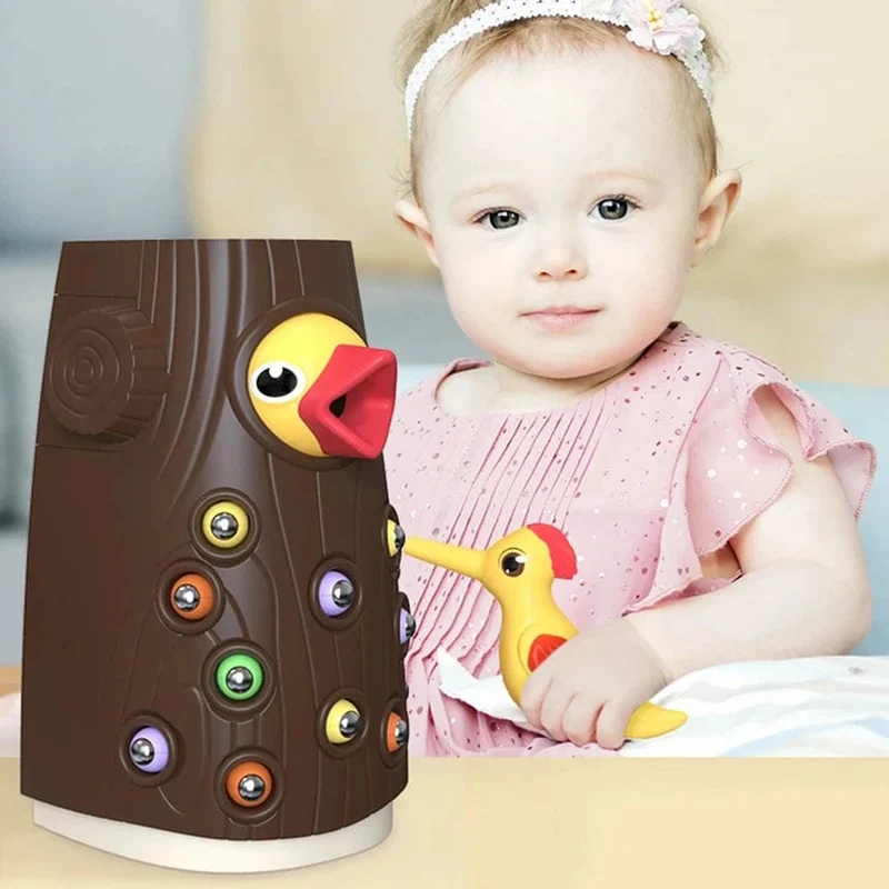 Intelligenzentwicklung des Specht-Insektenfangspielspielzeugs, magnetisches Angelspielzeug für die Früherziehung für Kinder, Kindergeschenke