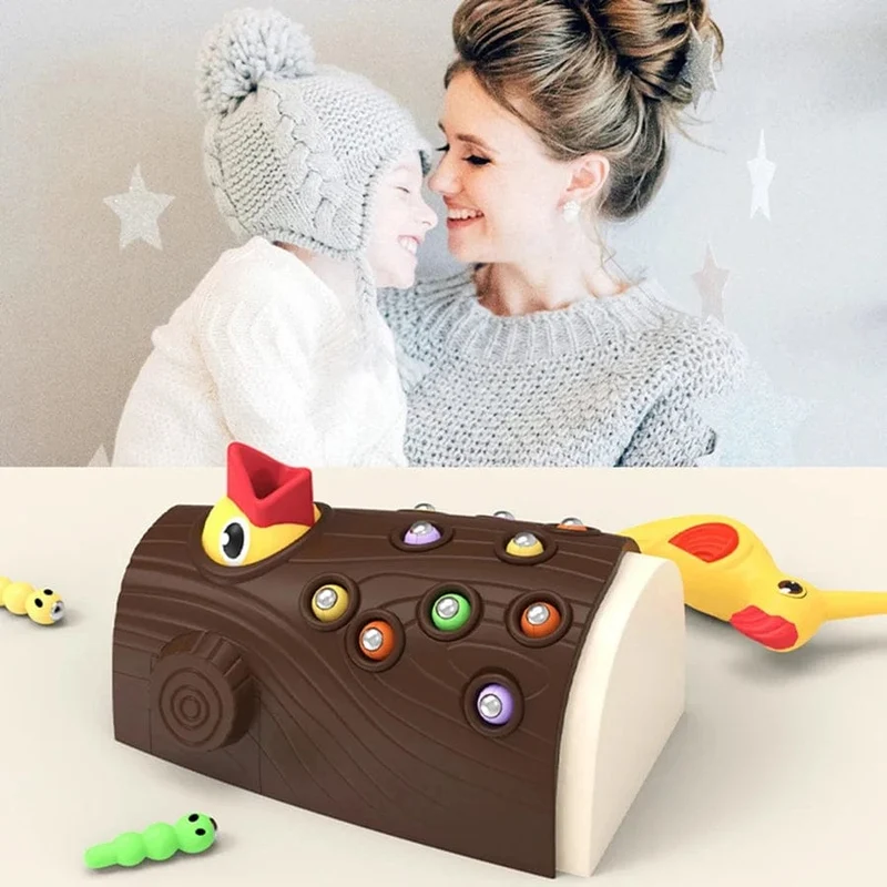 Intelligenzentwicklung des Specht-Insektenfangspielspielzeugs, magnetisches Angelspielzeug für die Früherziehung für Kinder, Kindergeschenke
