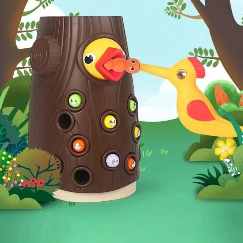 Intelligenzentwicklung des Specht-Insektenfangspielspielzeugs, magnetisches Angelspielzeug für die Früherziehung für Kinder, Kindergeschenke