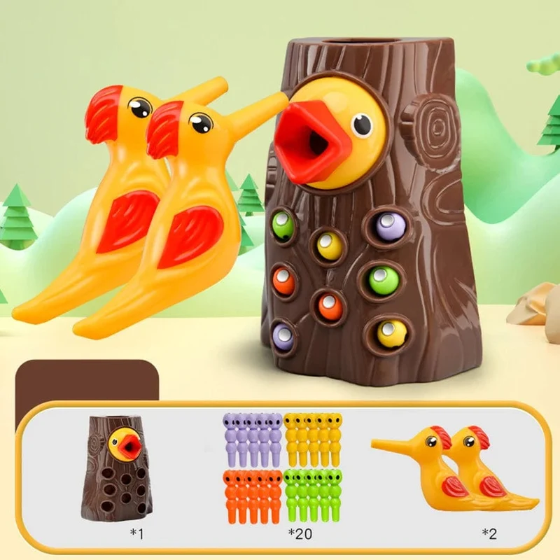 Intelligenzentwicklung des Specht-Insektenfangspielspielzeugs, magnetisches Angelspielzeug für die Früherziehung für Kinder, Kindergeschenke