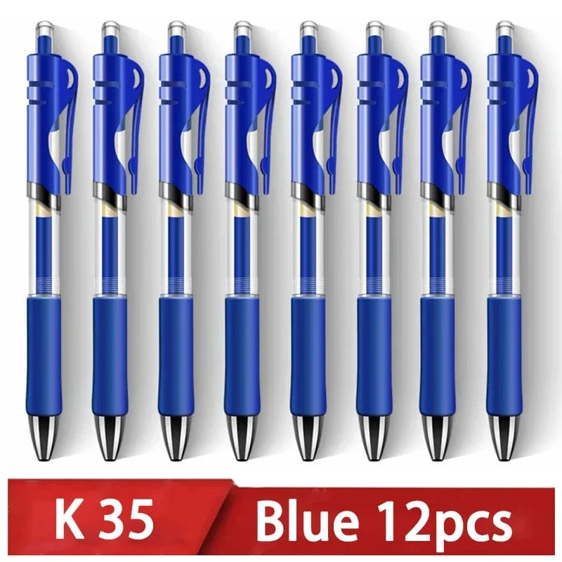 Einziehbarer Gelstift, Kugelschreiber mit schwarzer, roter und blauer Tinte zum Schreiben, Büro- und Schulbedarf, Schreibwaren, 0.5 mm, einziehbar, 12 Stück pro Box