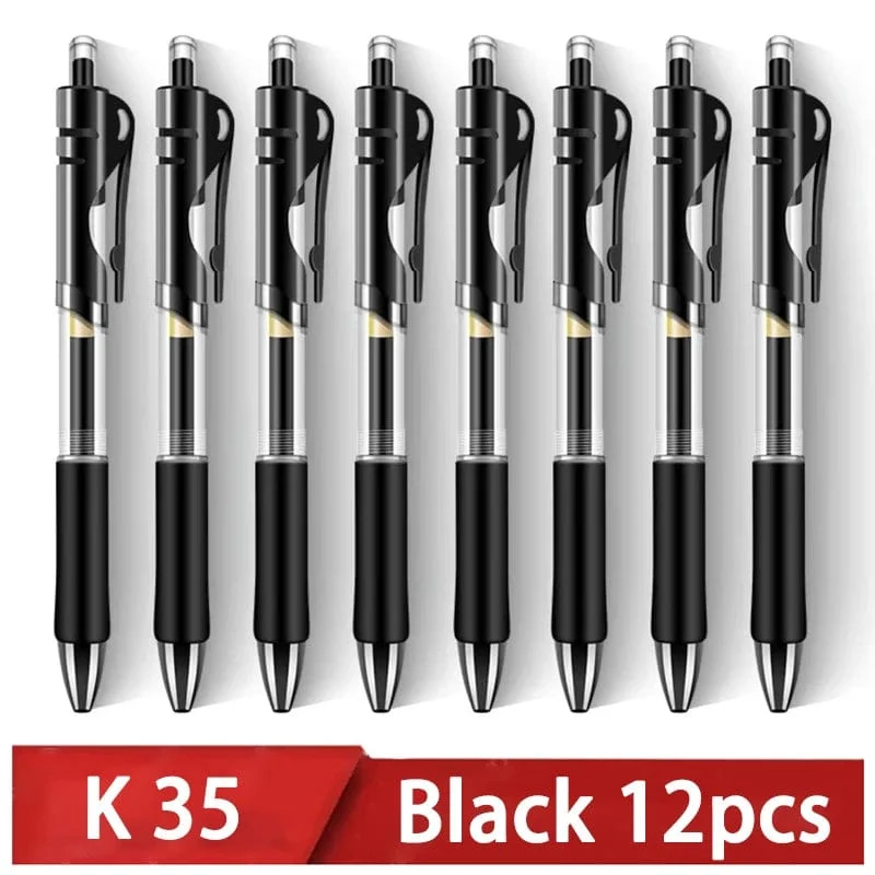 Einziehbarer Gelstift, Kugelschreiber mit schwarzer, roter und blauer Tinte zum Schreiben, Büro- und Schulbedarf, Schreibwaren, 0.5 mm, einziehbar, 12 Stück pro Box