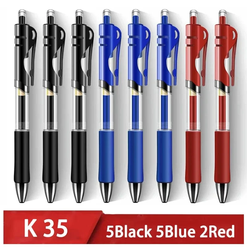 Einziehbarer Gelstift, Kugelschreiber mit schwarzer, roter und blauer Tinte zum Schreiben, Büro- und Schulbedarf, Schreibwaren, 0.5 mm, einziehbar, 12 Stück pro Box