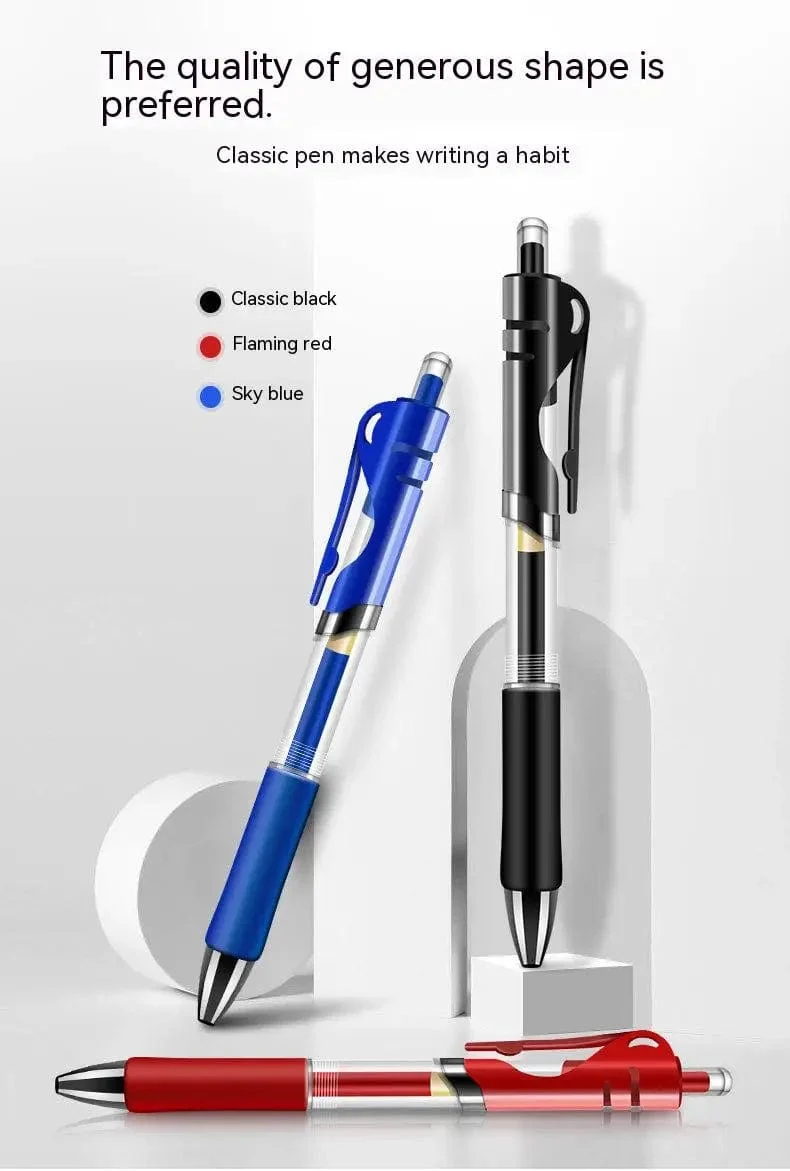 Einziehbarer Gelstift, Kugelschreiber mit schwarzer, roter und blauer Tinte zum Schreiben, Büro- und Schulbedarf, Schreibwaren, 0.5 mm, einziehbar, 12 Stück pro Box