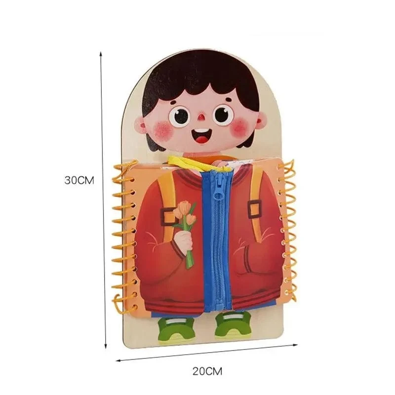 Montessori-Spielzeug, Früherziehung, Lebenskompetenzen für Kinder, Schnürsenkel binden, Reißverschlussschnallen, mehrschichtiges Holz-Beschäftigungsbrett, Puzzle-Geschenk