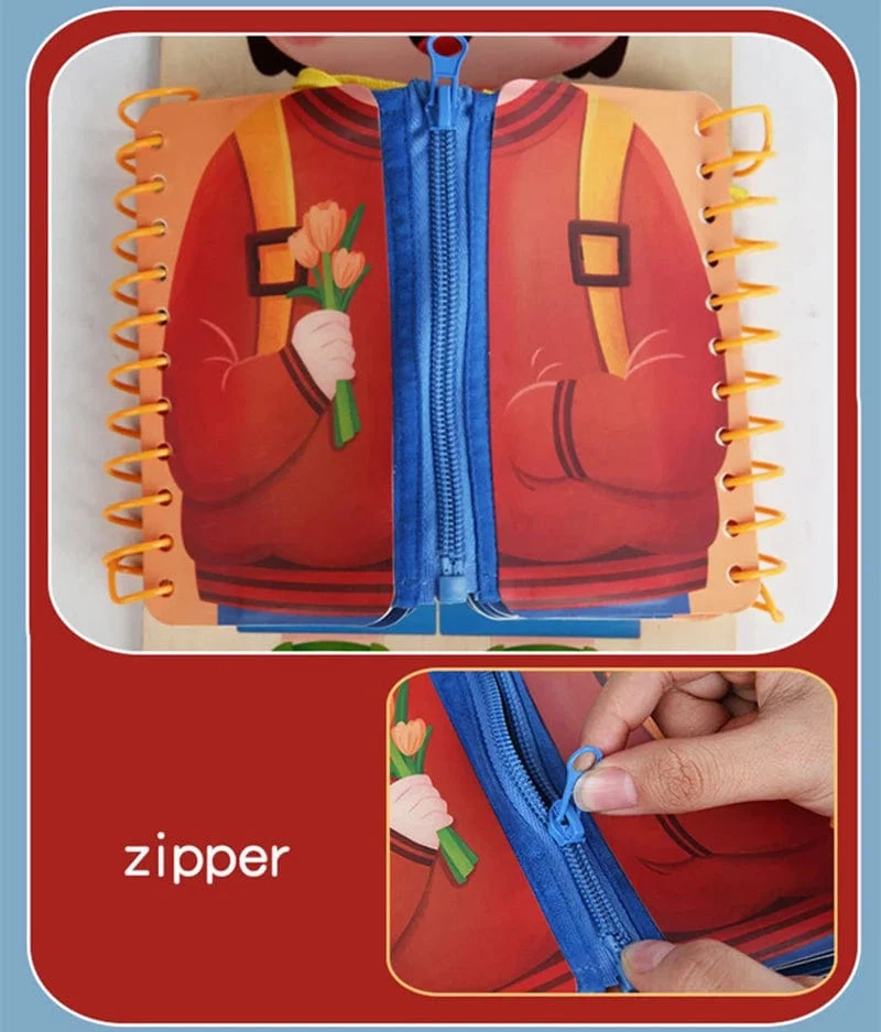 Montessori-Spielzeug, Früherziehung, Lebenskompetenzen für Kinder, Schnürsenkel binden, Reißverschlussschnallen, mehrschichtiges Holz-Beschäftigungsbrett, Puzzle-Geschenk