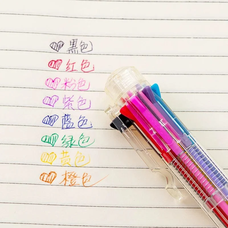 1 Stück 6-Farben-/8-Farben-Kugelschreiber, mehrfarbig, Schreibwaren, Schule, Bürobedarf, Lehrer, Krankenschwester, kreatives Geschenk für Kinder, Ellen Brook