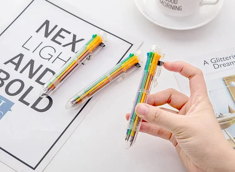 1 Stück 6-Farben-/8-Farben-Kugelschreiber, mehrfarbig, Schreibwaren, Schule, Bürobedarf, Lehrer, Krankenschwester, kreatives Geschenk für Kinder, Ellen Brook