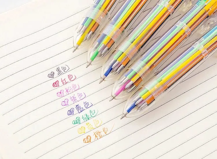 1 Stück 6-Farben-/8-Farben-Kugelschreiber, mehrfarbig, Schreibwaren, Schule, Bürobedarf, Lehrer, Krankenschwester, kreatives Geschenk für Kinder, Ellen Brook