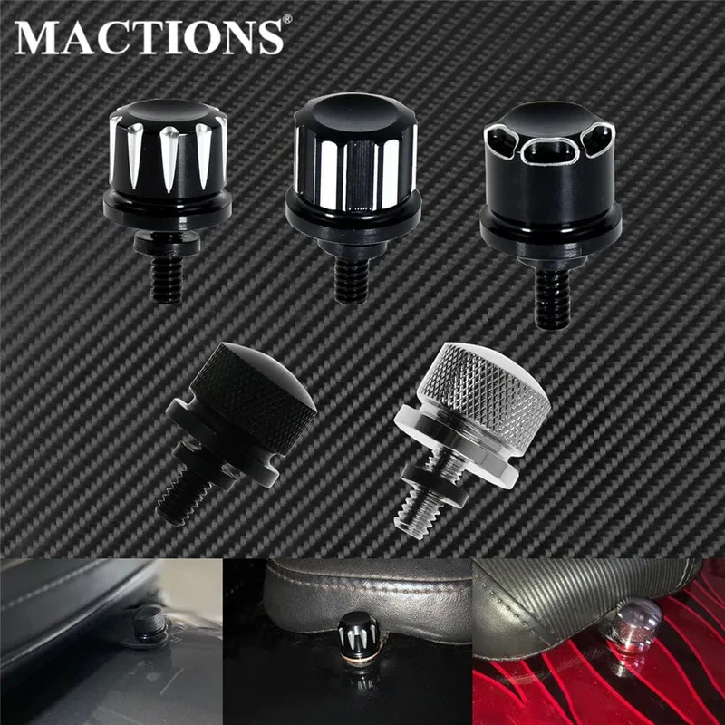 Motorrad Schwarz/Chrom Sitz Bolzen Tab Schraube Für Harley Touring Road King Street Glide Softail Dyna Sportster XL Street Bob 96-19