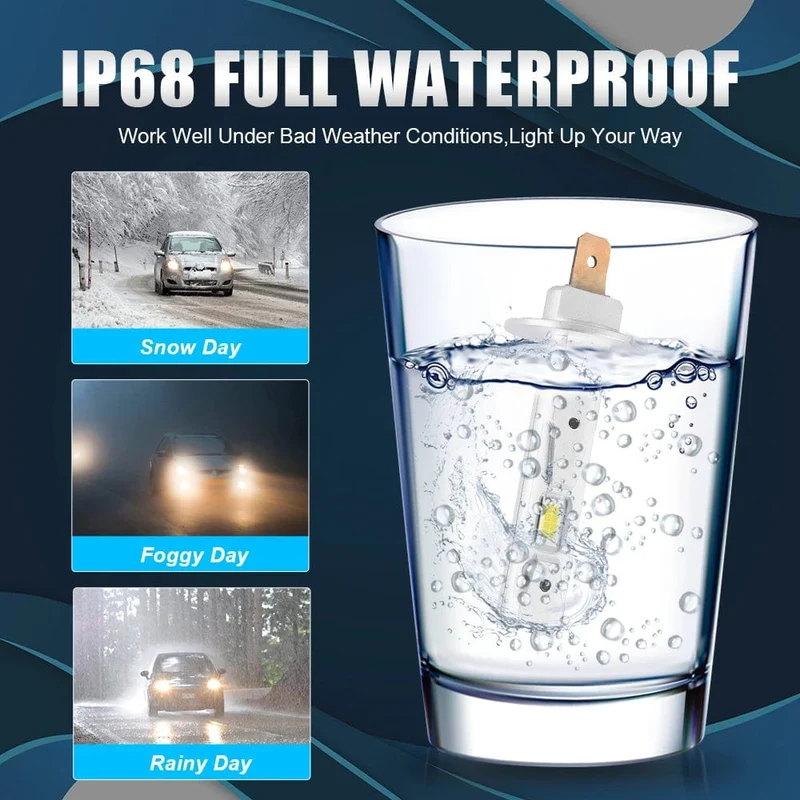 2 Stücke 1:1 Auto LED H1 H3 LED Canbus Scheinwerfer Birne 60W 12000Lm Weiß 6000K Mini für Auto Super helle LED Nebel Lichter 12V Lupuauto