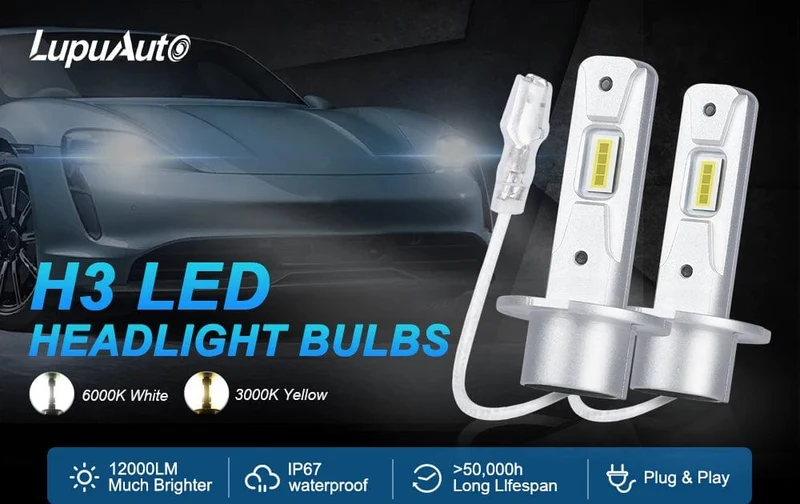 2 Stücke 1:1 Auto LED H1 H3 LED Canbus Scheinwerfer Birne 60W 12000Lm Weiß 6000K Mini für Auto Super helle LED Nebel Lichter 12V Lupuauto