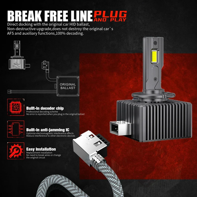 2PCS 30000LM D1S D3S Scheinwerfer 35W D2S D2R D4S D4R D5S D8S LED Canbus Lampen Auto LED Lichter birne Für Auto Lichter 6000K Plug & Play