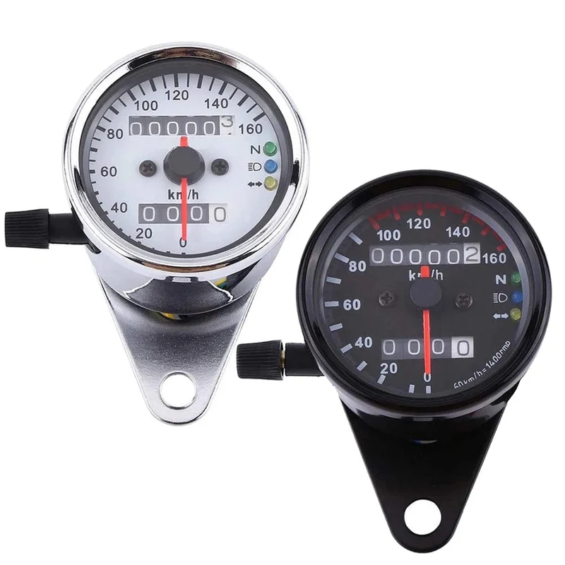 Universal Motorrad Tachometer Kilometerzähler Gauge für Cafe Racer Motorrad mit LED Signal Licht Hintergrundbeleuchtung Anzeige