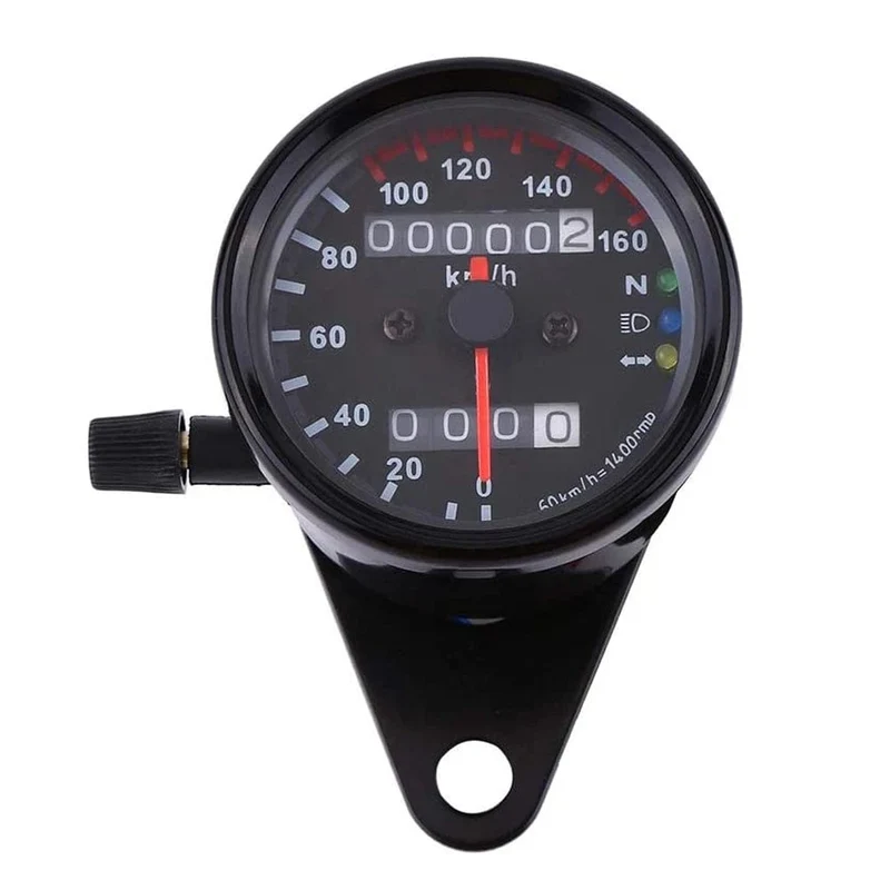 Universal Motorrad Tachometer Kilometerzähler Gauge für Cafe Racer Motorrad mit LED Signal Licht Hintergrundbeleuchtung Anzeige