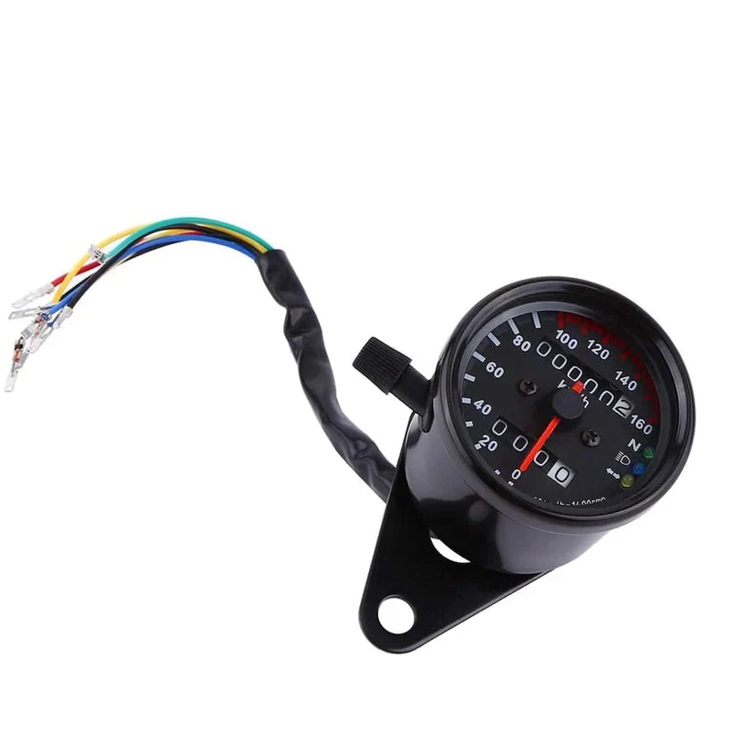 Universal Motorrad Tachometer Kilometerzähler Gauge für Cafe Racer Motorrad mit LED Signal Licht Hintergrundbeleuchtung Anzeige