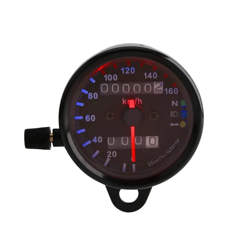 Universal Motorrad Tachometer Kilometerzähler Gauge für Cafe Racer Motorrad mit LED Signal Licht Hintergrundbeleuchtung Anzeige