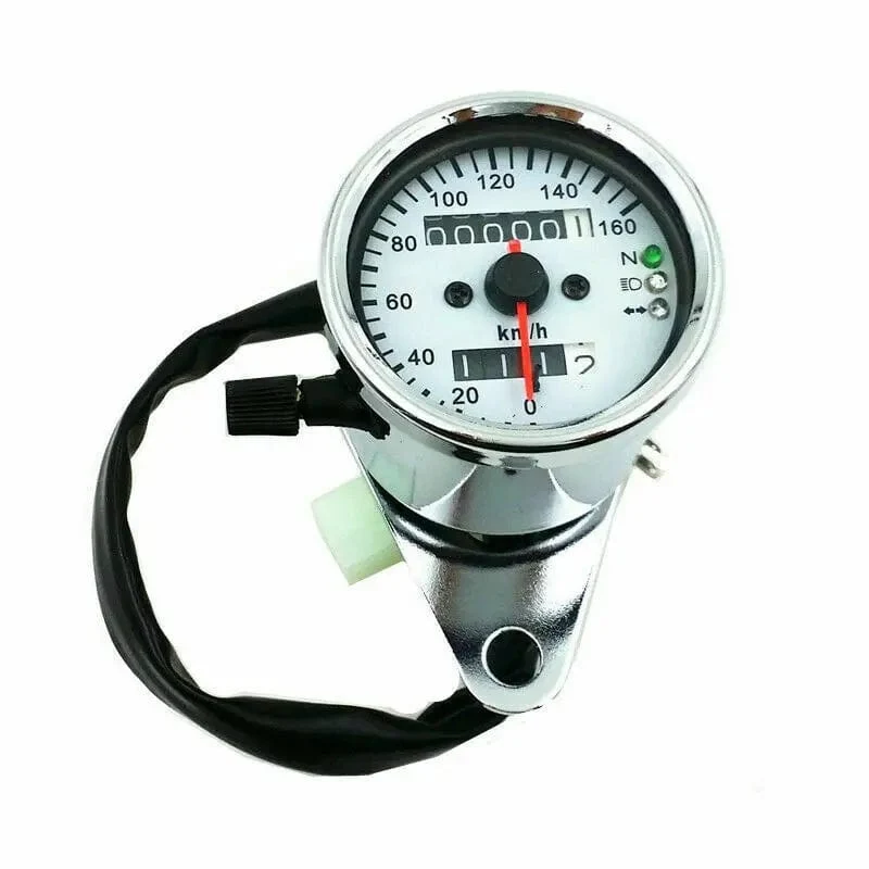 Universal Motorrad Tachometer Kilometerzähler Gauge für Cafe Racer Motorrad mit LED Signal Licht Hintergrundbeleuchtung Anzeige