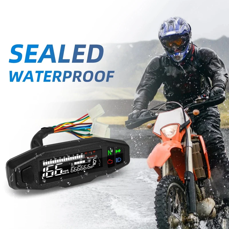 Universal Motorrad Tacho Meter LED Digital Dashboard 12000RPM Gauge Tachometer Panel Motor Kilometerzähler Display Y Halterung