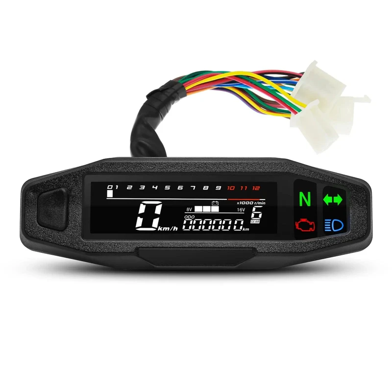 Universal Motorrad Tacho Meter LED Digital Dashboard 12000RPM Gauge Tachometer Panel Motor Kilometerzähler Display Y Halterung