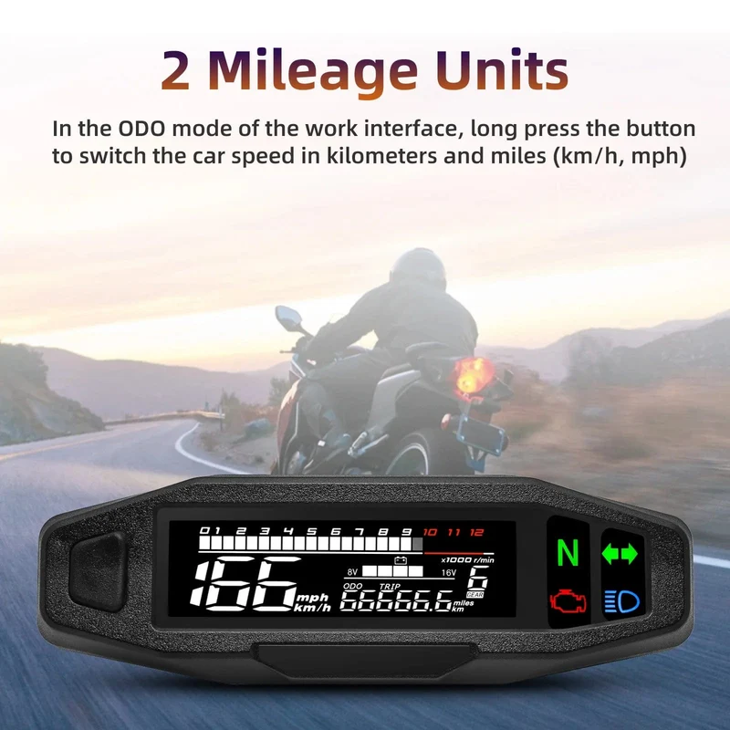 Universal Motorrad Tacho Meter LED Digital Dashboard 12000RPM Gauge Tachometer Panel Motor Kilometerzähler Display Y Halterung