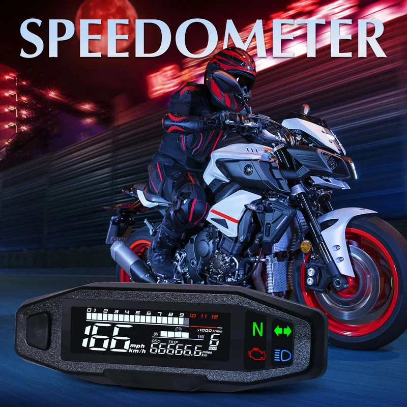 Universal Motorrad Tacho Meter LED Digital Dashboard 12000RPM Gauge Tachometer Panel Motor Kilometerzähler Display Y Halterung