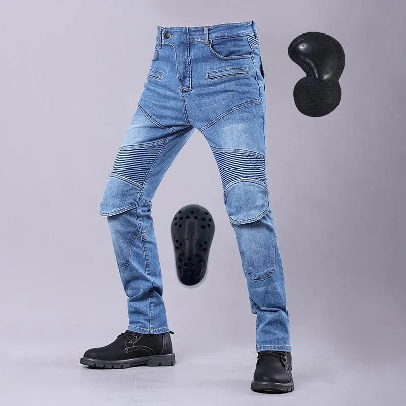 Neue Vier-Jahreszeiten-Reitmotorradhose für Herren Outdoor-Reitjeans Motorradjeans Schutzausrüstung mit Hüft-Knie-Ausrüstung
