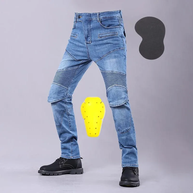 Neue Vier-Jahreszeiten-Reitmotorradhose für Herren Outdoor-Reitjeans Motorradjeans Schutzausrüstung mit Hüft-Knie-Ausrüstung