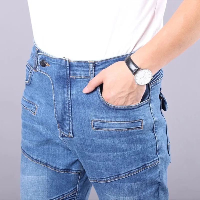 Neue Vier-Jahreszeiten-Reitmotorradhose für Herren Outdoor-Reitjeans Motorradjeans Schutzausrüstung mit Hüft-Knie-Ausrüstung