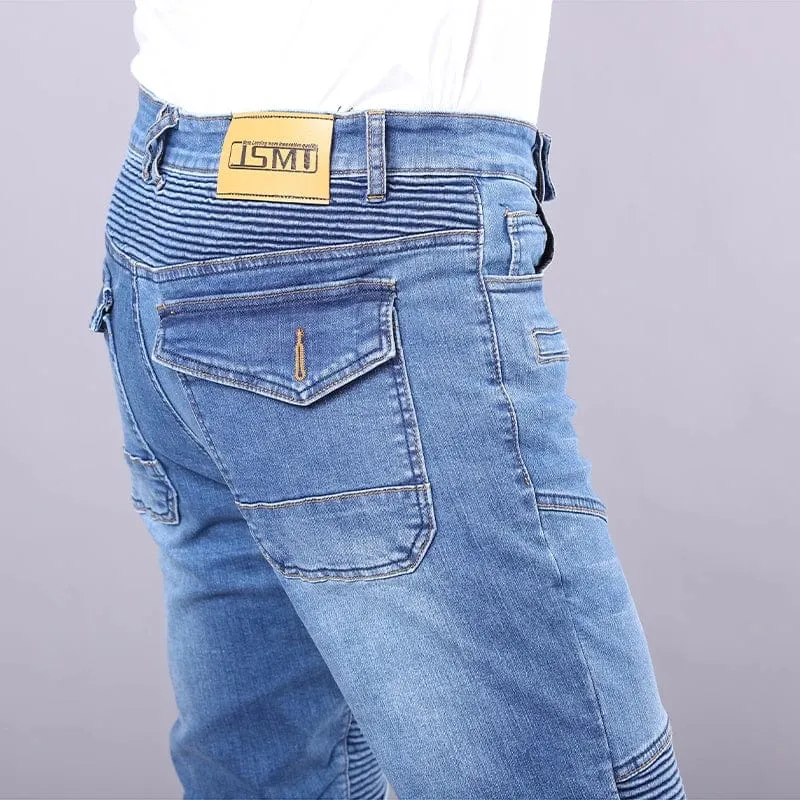 Neue Vier-Jahreszeiten-Reitmotorradhose für Herren Outdoor-Reitjeans Motorradjeans Schutzausrüstung mit Hüft-Knie-Ausrüstung