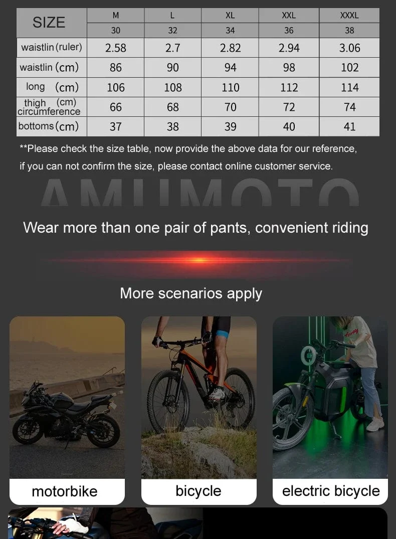 AMU Motorrad-Schnellausziehhose, wasserdicht, winddicht, Thermo-Schutzhose für Herren und Damen