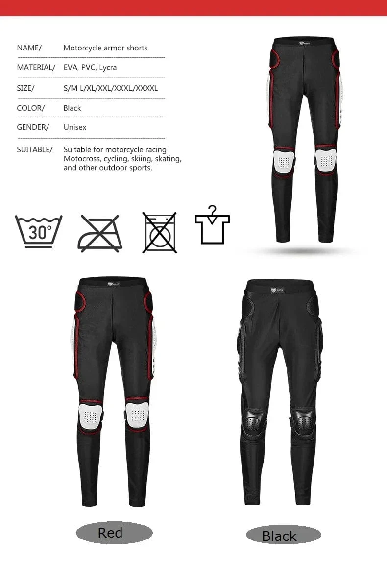SULAITE Motorrad-Panzerhose, Motocross-Hose, lange Rüstung, Knie- und Hüftschutz, Shorts für Motorradfahren und Rennausrüstung