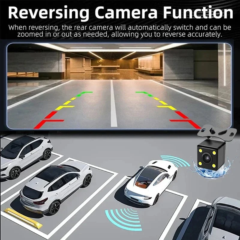 3-Kanal-WiFi-Dashcam, Rückfahrkamera mit IR-Nachtsicht-Loop-Aufnahme und 3-Zoll-IPS-Bildschirm, 1080P, 3 Kameras, Auto-DVR, Autozubehör