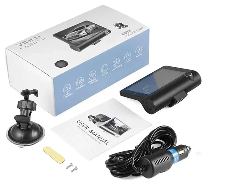 4-Zoll-Blackbox-Auto-DVR-Dashcam-Dash-Kamera IPS HD-Bildschirm 1080P Dual Lens Videorecorder Front- und Innenansichtskamera Dashcam