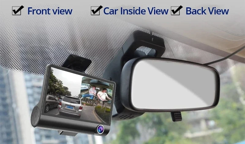 4-Zoll-Blackbox-Auto-DVR-Dashcam-Dash-Kamera IPS HD-Bildschirm 1080P Dual Lens Videorecorder Front- und Innenansichtskamera Dashcam