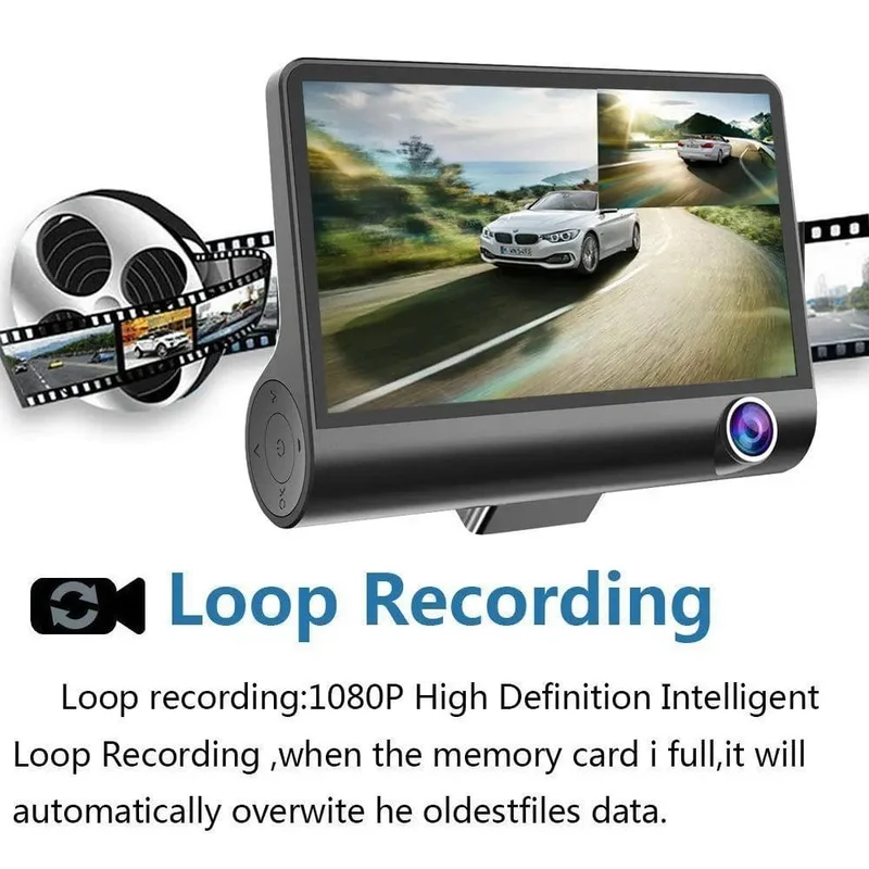 4-Zoll-Blackbox-Auto-DVR-Dashcam-Dash-Kamera IPS HD-Bildschirm 1080P Dual Lens Videorecorder Front- und Innenansichtskamera Dashcam