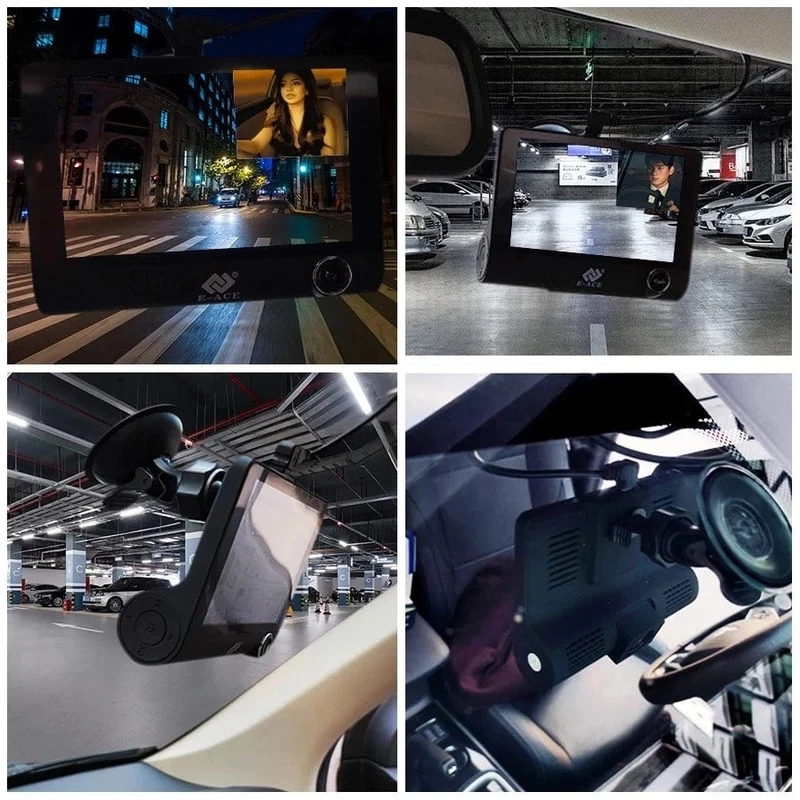 4-Zoll-Blackbox-Auto-DVR-Dashcam-Dash-Kamera IPS HD-Bildschirm 1080P Dual Lens Videorecorder Front- und Innenansichtskamera Dashcam