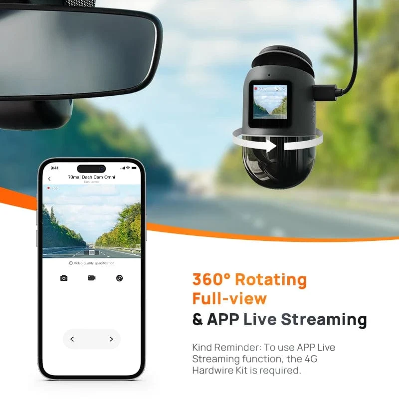 70mai Dash Cam Omni X200 360 ° Volle Ansicht Eingebautes GPS ADAS 70mai Auto DVR X200 Kamera 24H Parkmonitor eMMC Speicher AI Motion