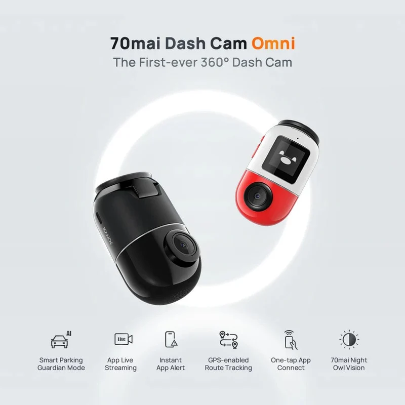 70mai Dash Cam Omni X200 360 ° Volle Ansicht Eingebautes GPS ADAS 70mai Auto DVR X200 Kamera 24H Parkmonitor eMMC Speicher AI Motion