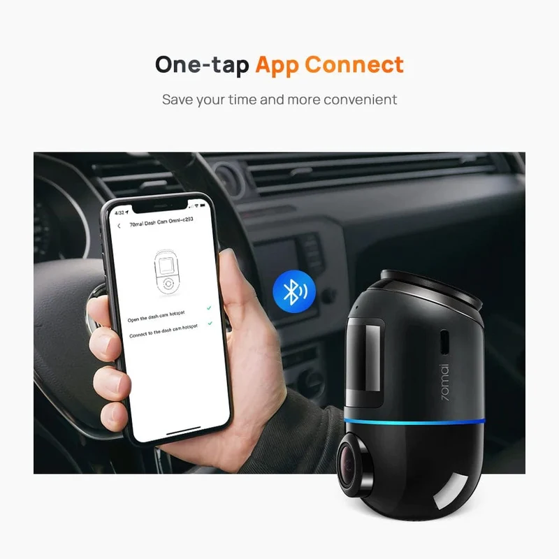 70mai Dash Cam Omni X200 360 ° Volle Ansicht Eingebautes GPS ADAS 70mai Auto DVR X200 Kamera 24H Parkmonitor eMMC Speicher AI Motion