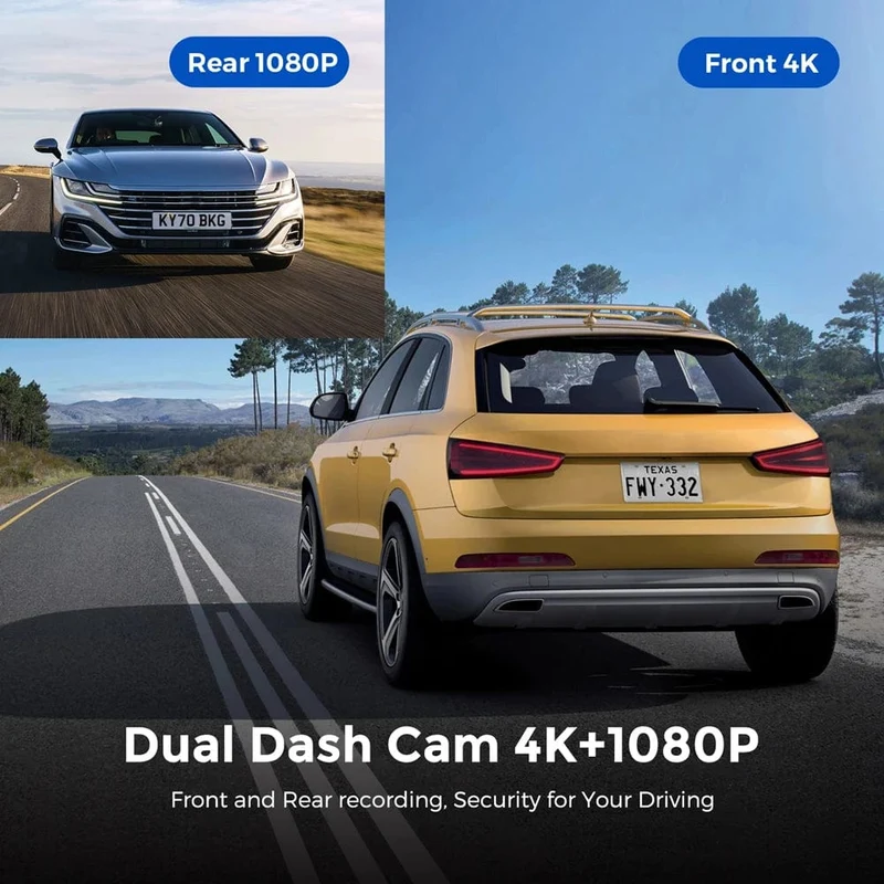 UHD 4K Dashcam Dual Lens Fahrrekorder Auto DVR 1080P Rückfahrkamera Eingebautes WiFi GPS 24-Stunden-Parküberwachung Black Box